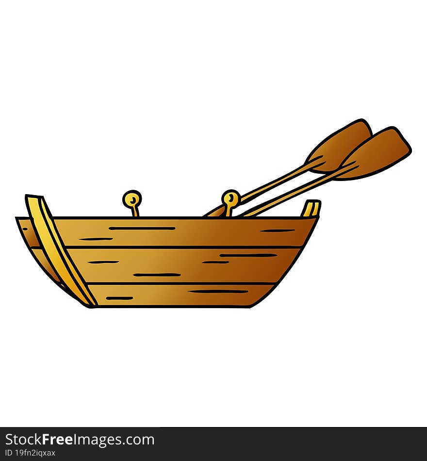 hand drawn gradient cartoon doodle of a wooden boat