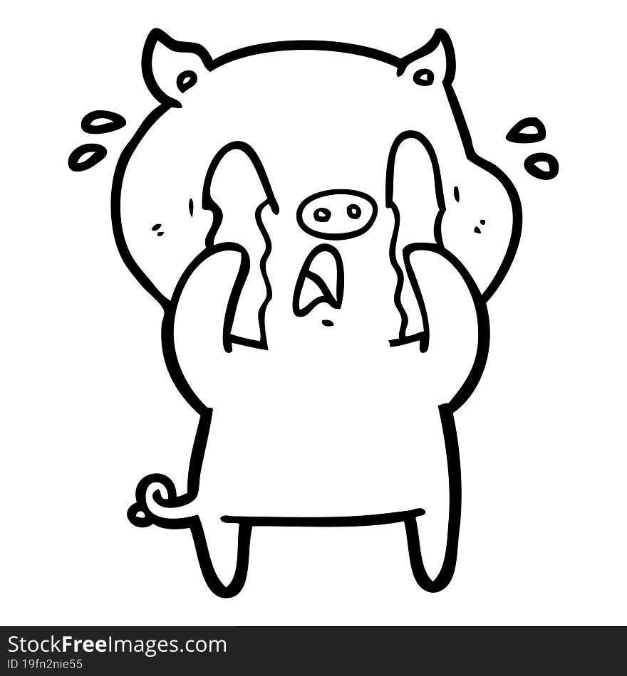 crying pig cartoon. crying pig cartoon