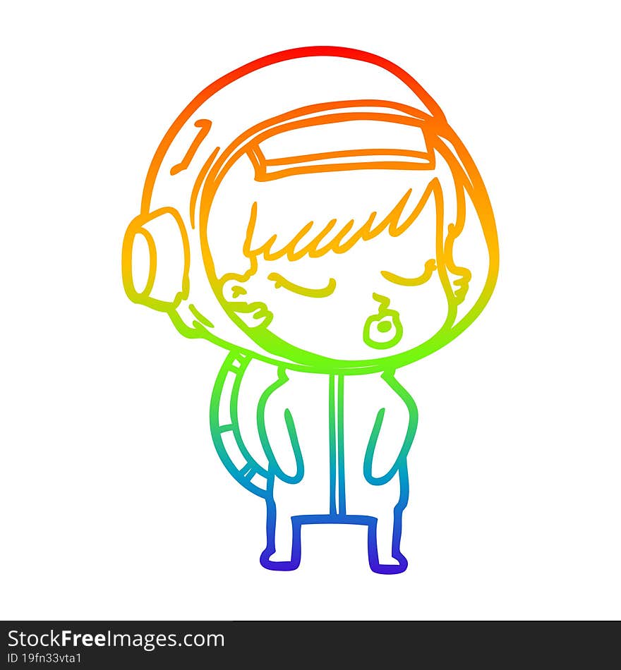 rainbow gradient line drawing cartoon pretty astronaut girl