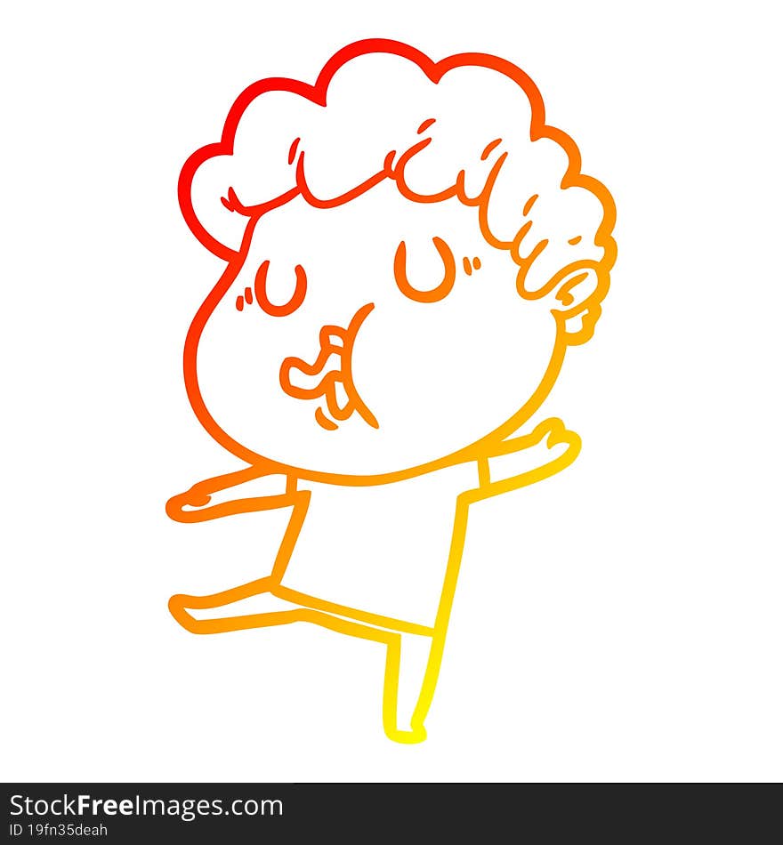 warm gradient line drawing cartoon man singing