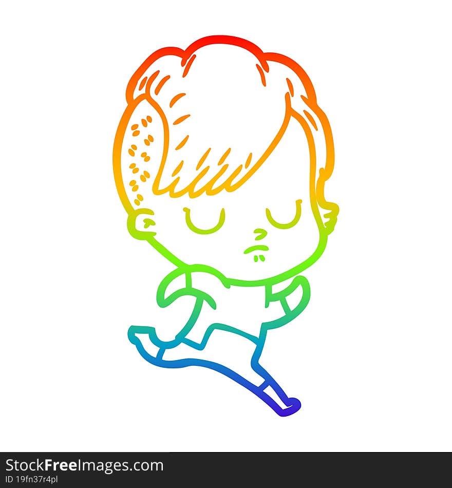 rainbow gradient line drawing of a cartoon woman