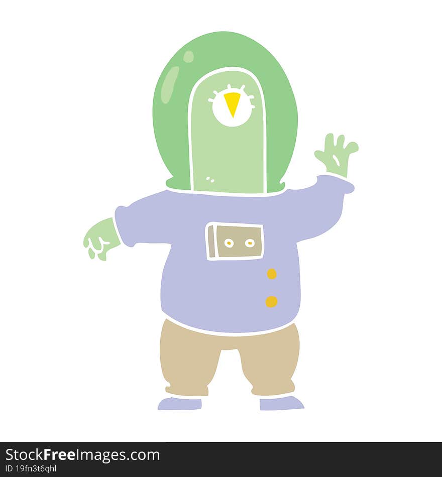 Flat Color Style Cartoon Space Alien