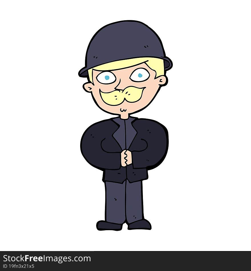 cartoon man in bowler hat