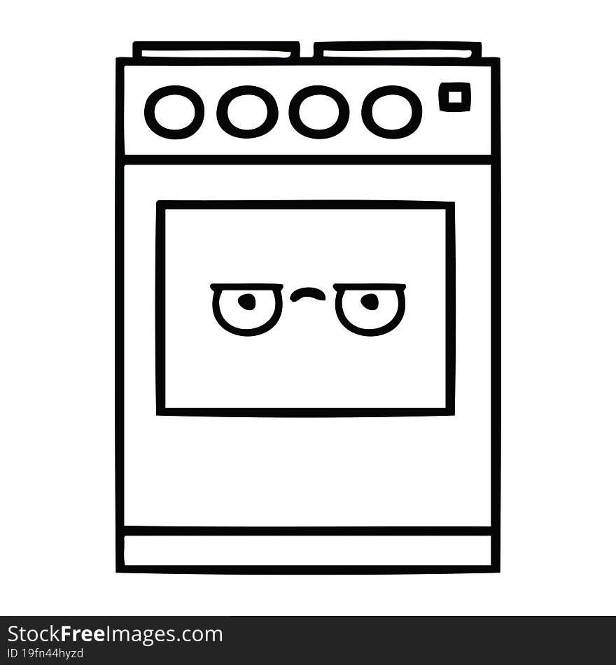 line drawing cartoon kitchen oven