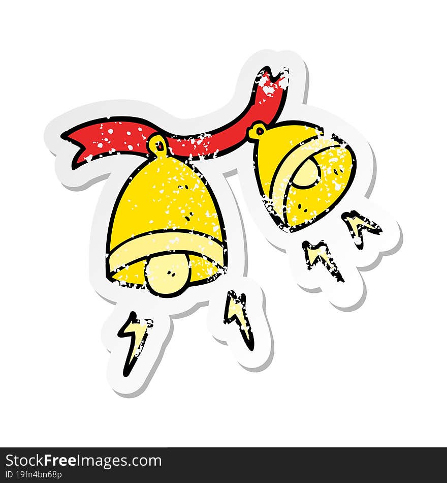 retro distressed sticker of a cartoon jingle bells