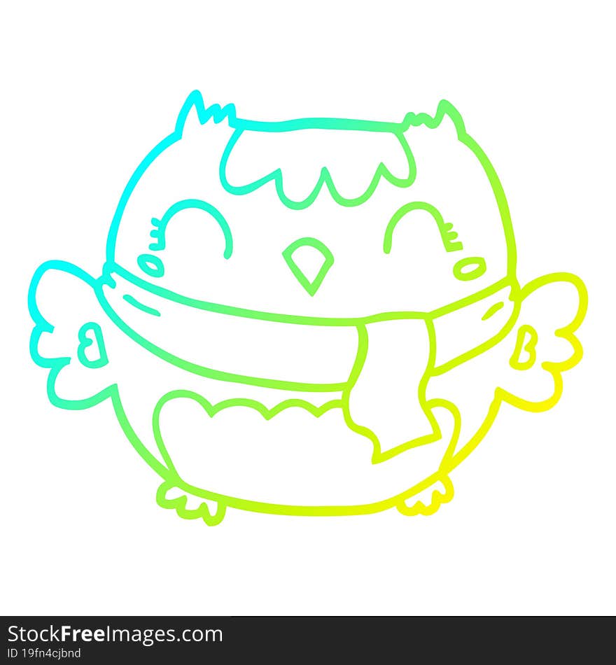 cold gradient line drawing cute cartoon owl