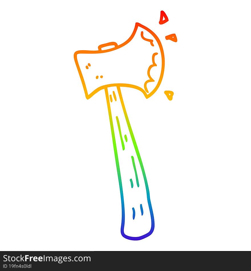 Rainbow Gradient Line Drawing Cartoon Axe