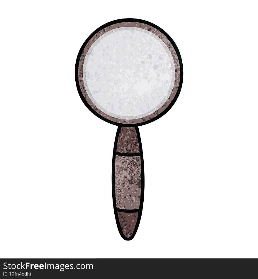 retro grunge texture cartoon magnifying glass