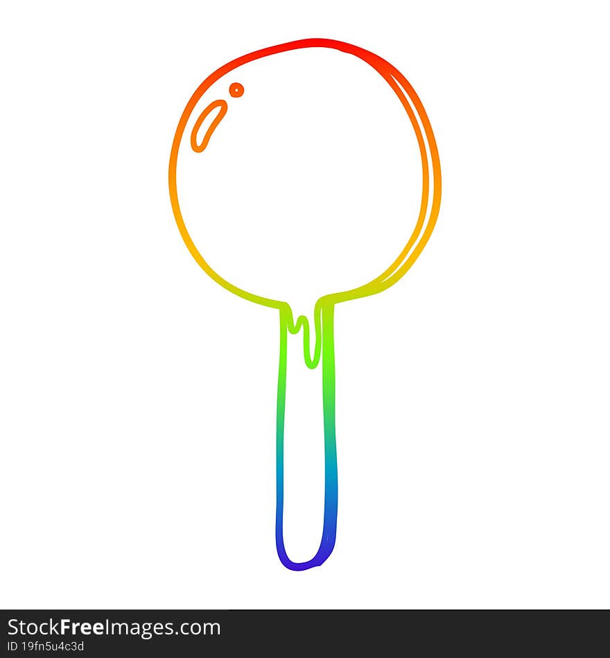 Rainbow Gradient Line Drawing Cartoon Lollipop