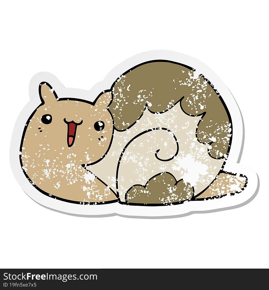 Distressed Sticker Of A Cute Cartoon Snail