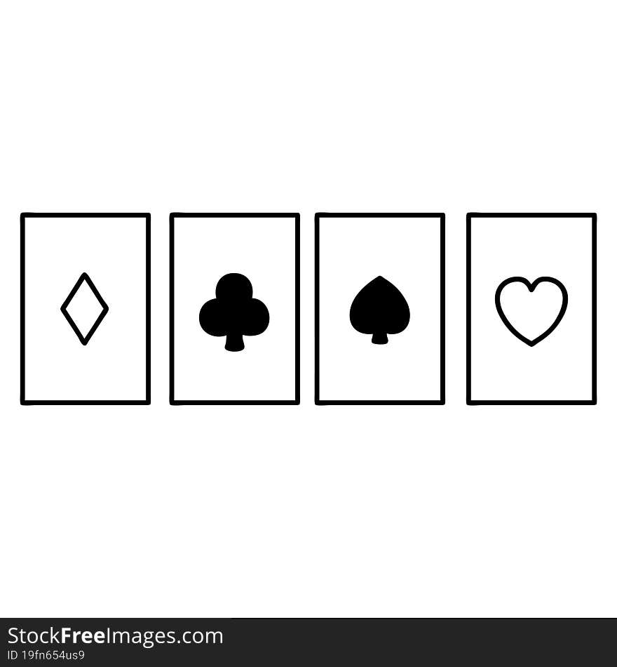 tattoo in black line style of a set of cards. tattoo in black line style of a set of cards