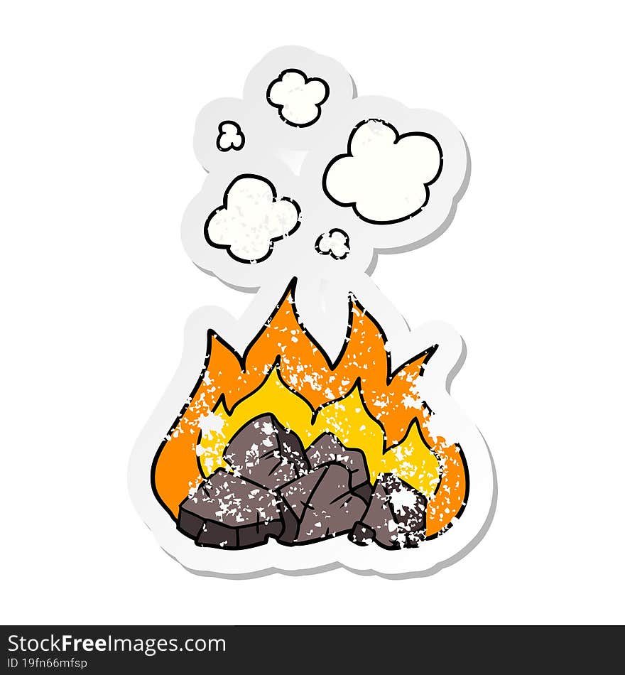 Distressed Sticker Of A Cartoon Hot Coals