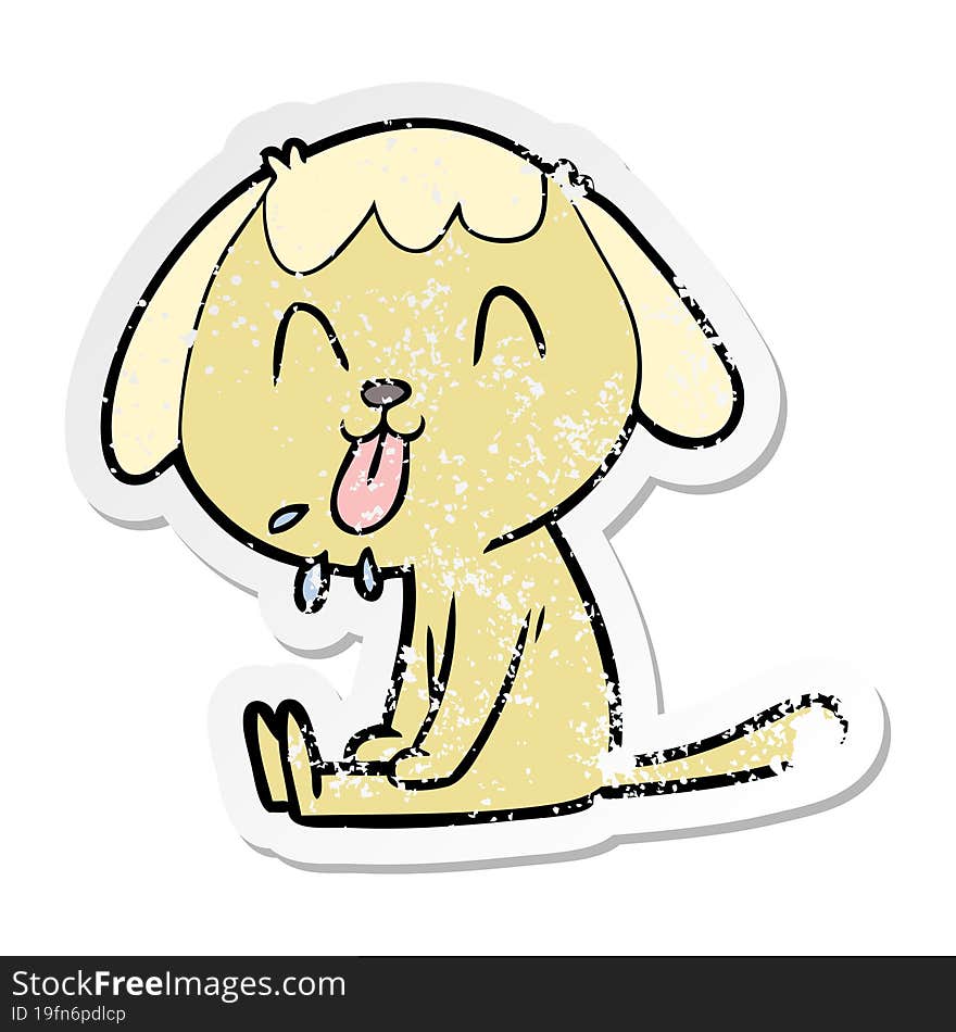 Distressed Sticker Of A Cute Cartoon Dog