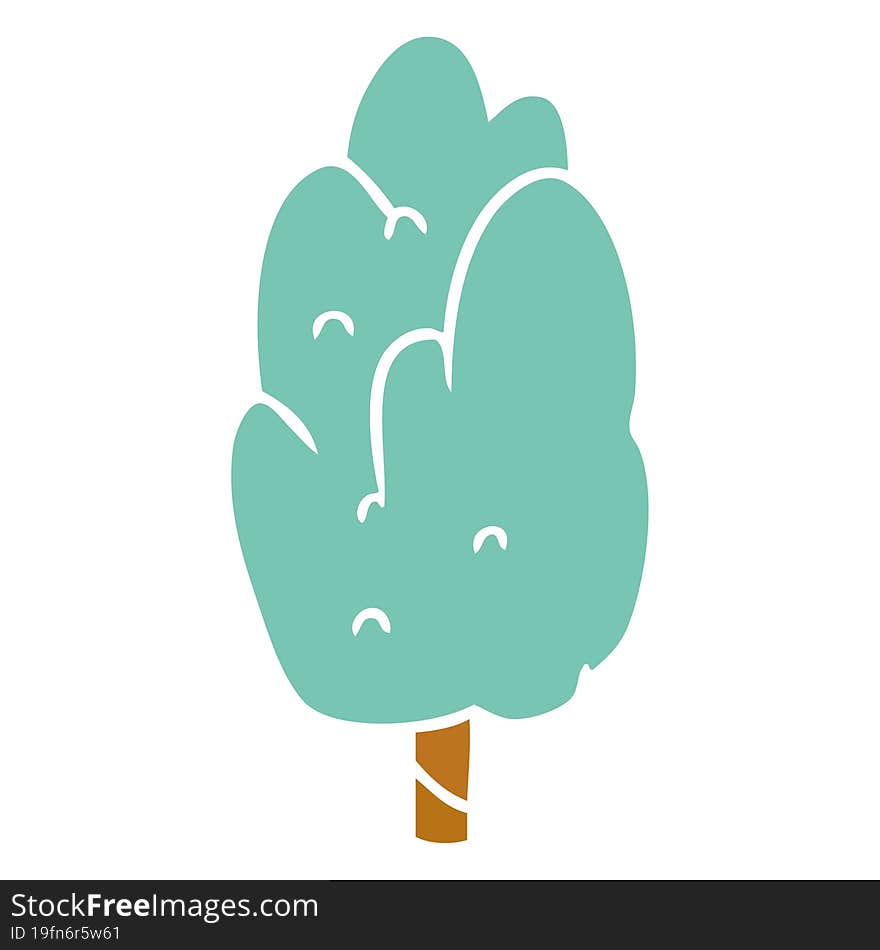 cartoon doodle single green tree