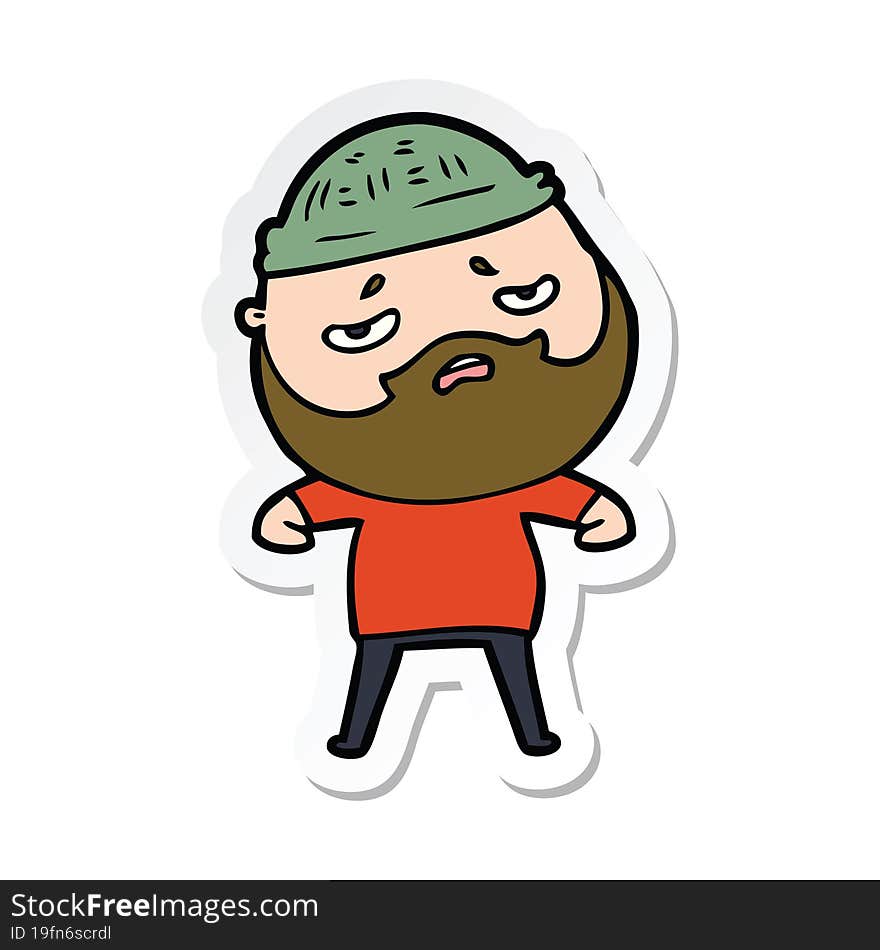 sticker of a cartoon worried man with beard