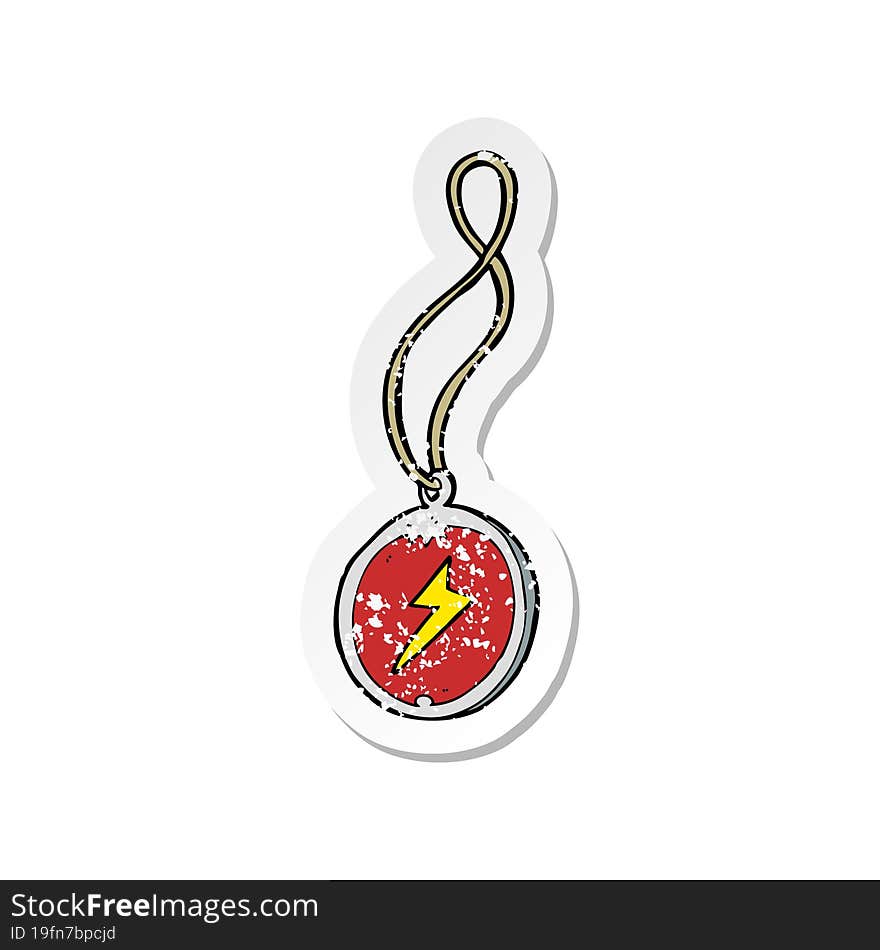 Retro Distressed Sticker Of A Cartoon Magic Pendant Necklace