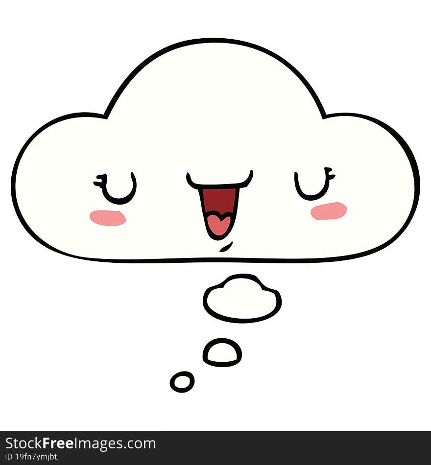 cute happy face cartoon and thought bubble