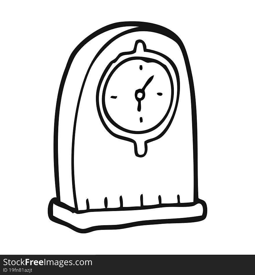 Black And White Cartoon Old Clock