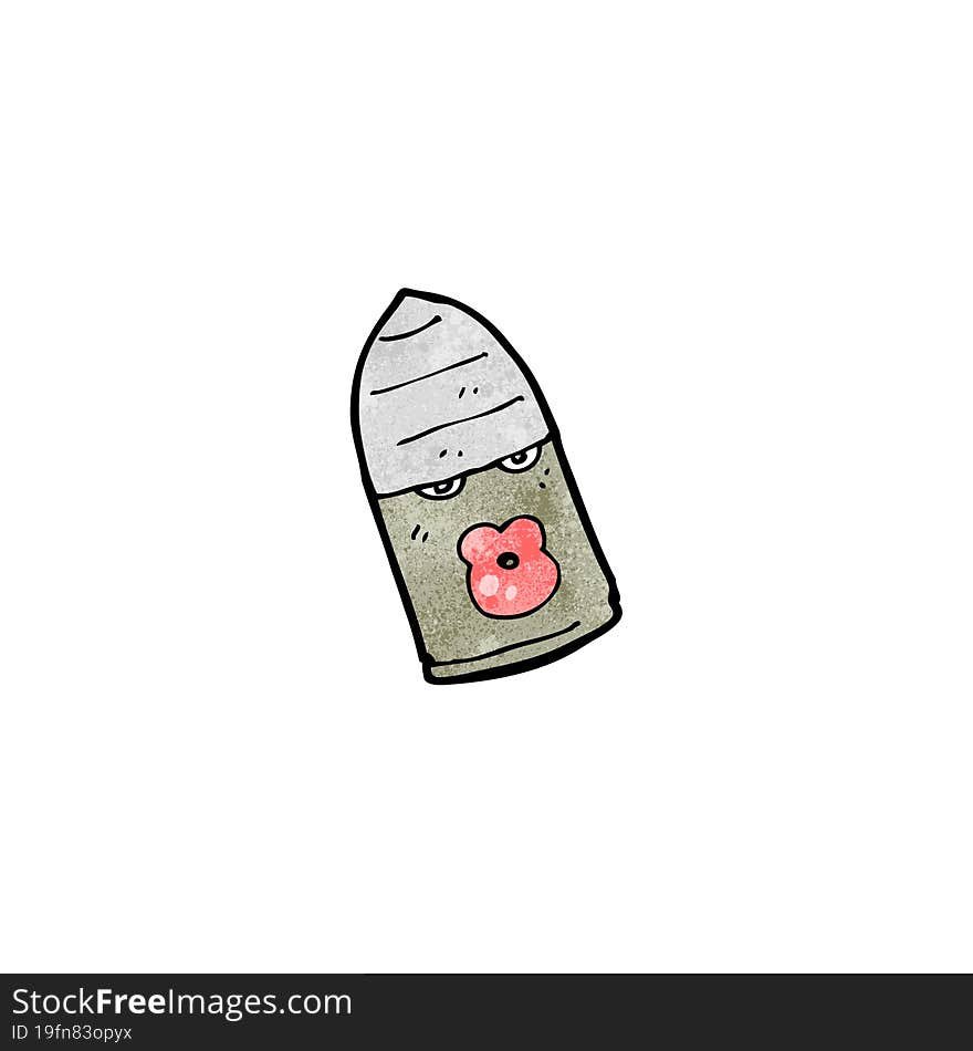 cartoon bullet with face