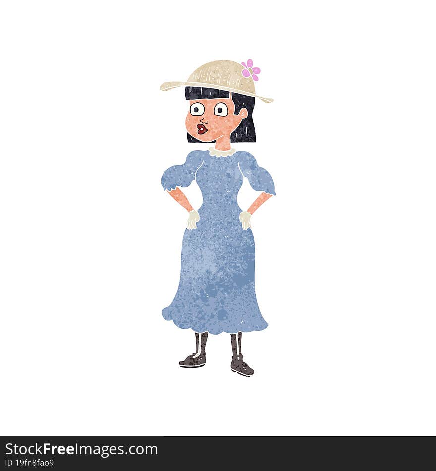 Retro Cartoon Woman In Sensible Dress