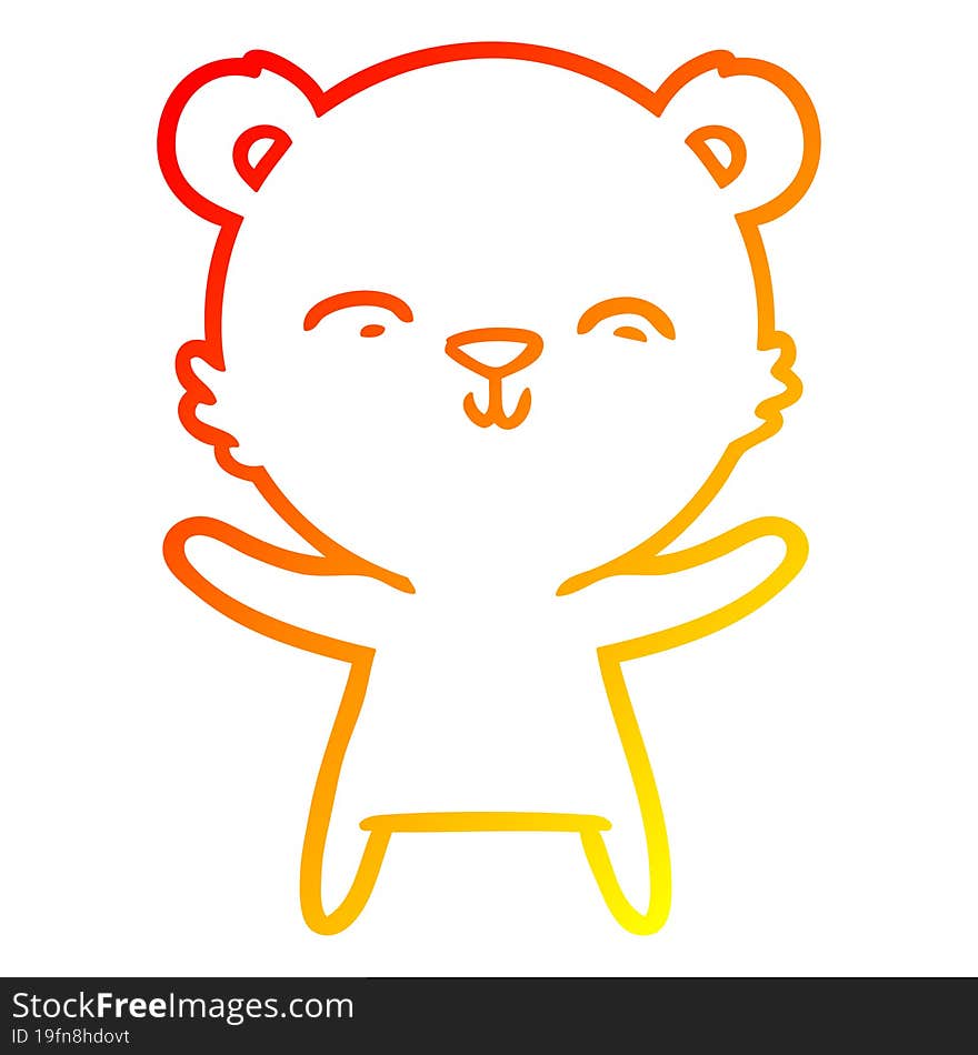 warm gradient line drawing happy cartoon polar bear