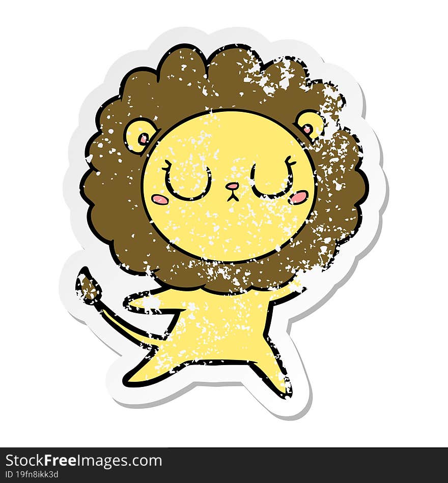 Distressed Sticker Of A Cartoon Lion Dancing