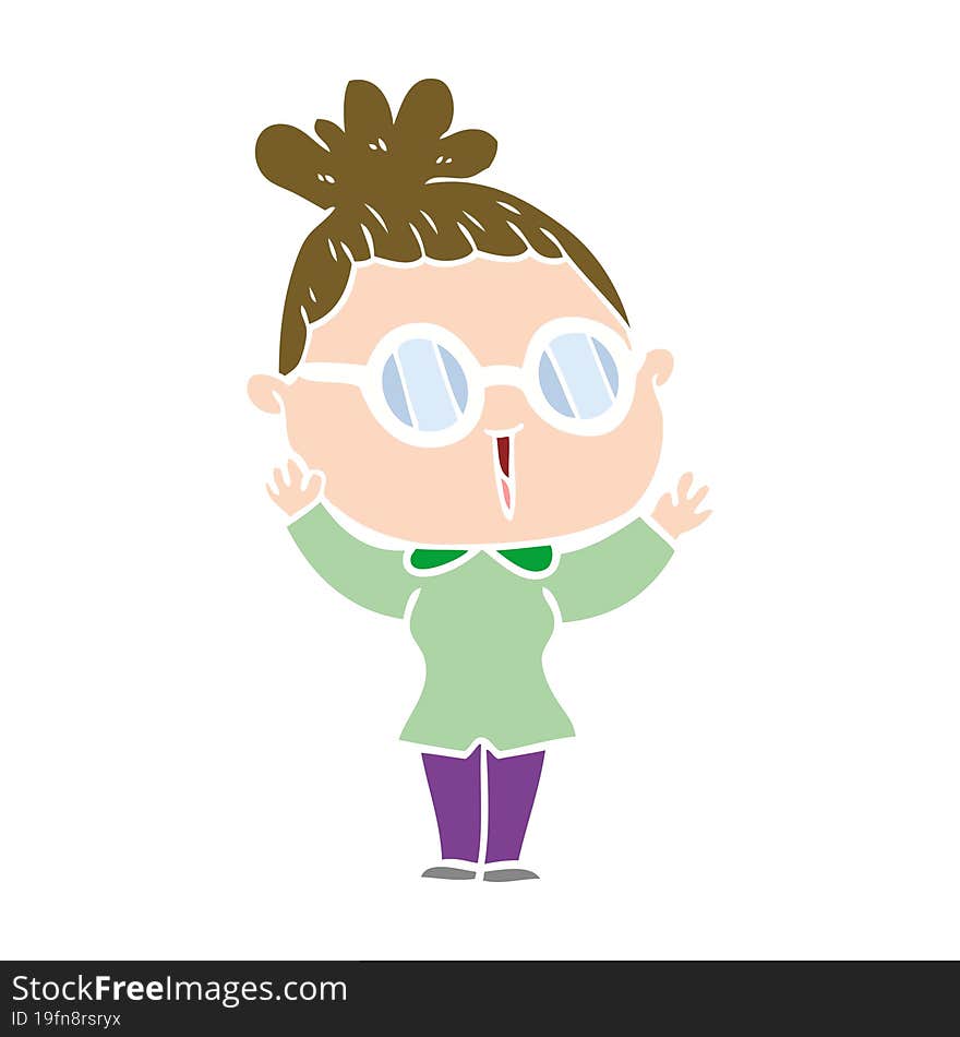 flat color style cartoon woman wearing spectacles