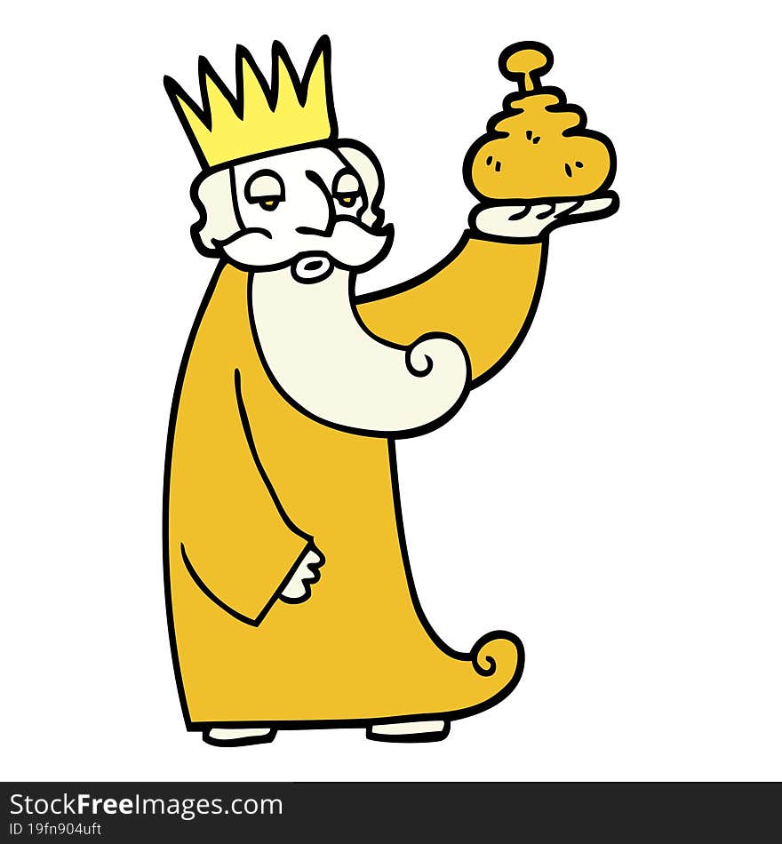 one of the three wise men hand drawn doodle style cartoon