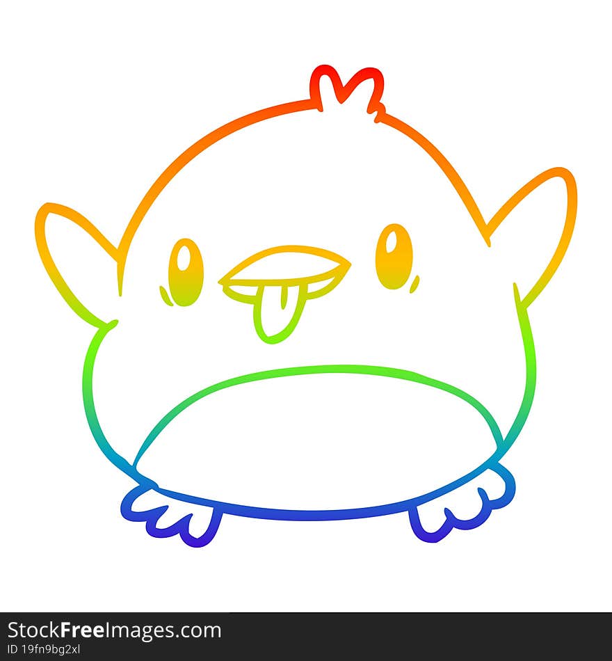 Rainbow Gradient Line Drawing Cute Penguin