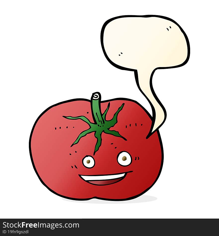 cartoon tomato with speech bubble