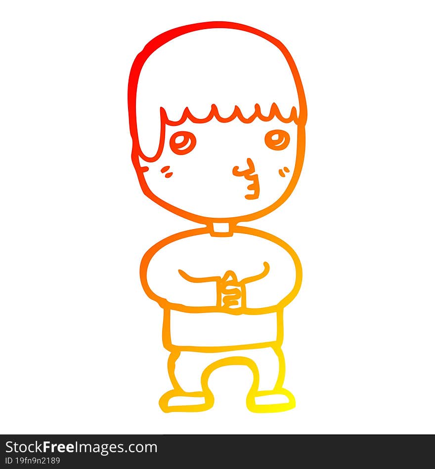 warm gradient line drawing of a cartoon man thinking