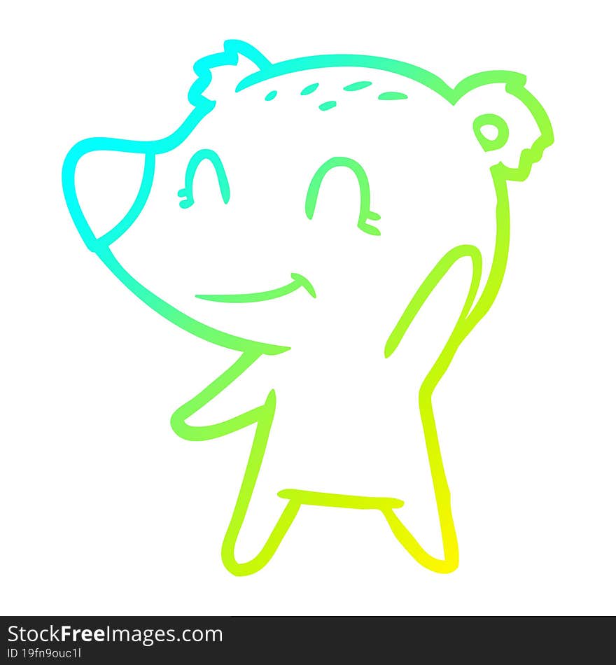 cold gradient line drawing friendly bear cartoon