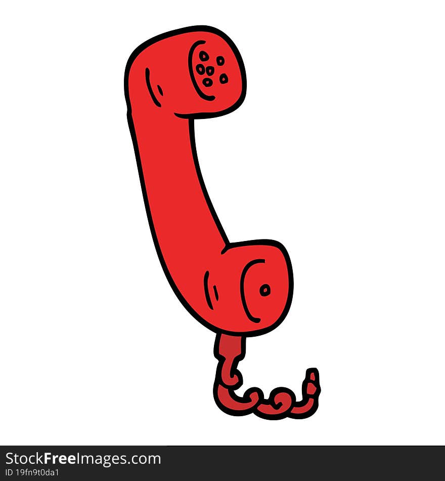 hand drawn doodle style cartoon telephone handset