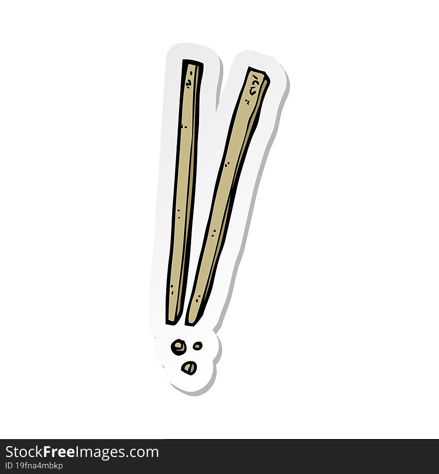 sticker of a cartoon chopsticks