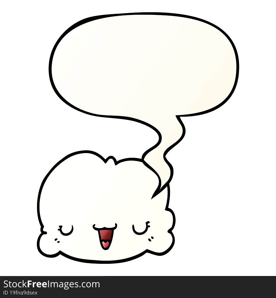 cute cartoon cloud and speech bubble in smooth gradient style