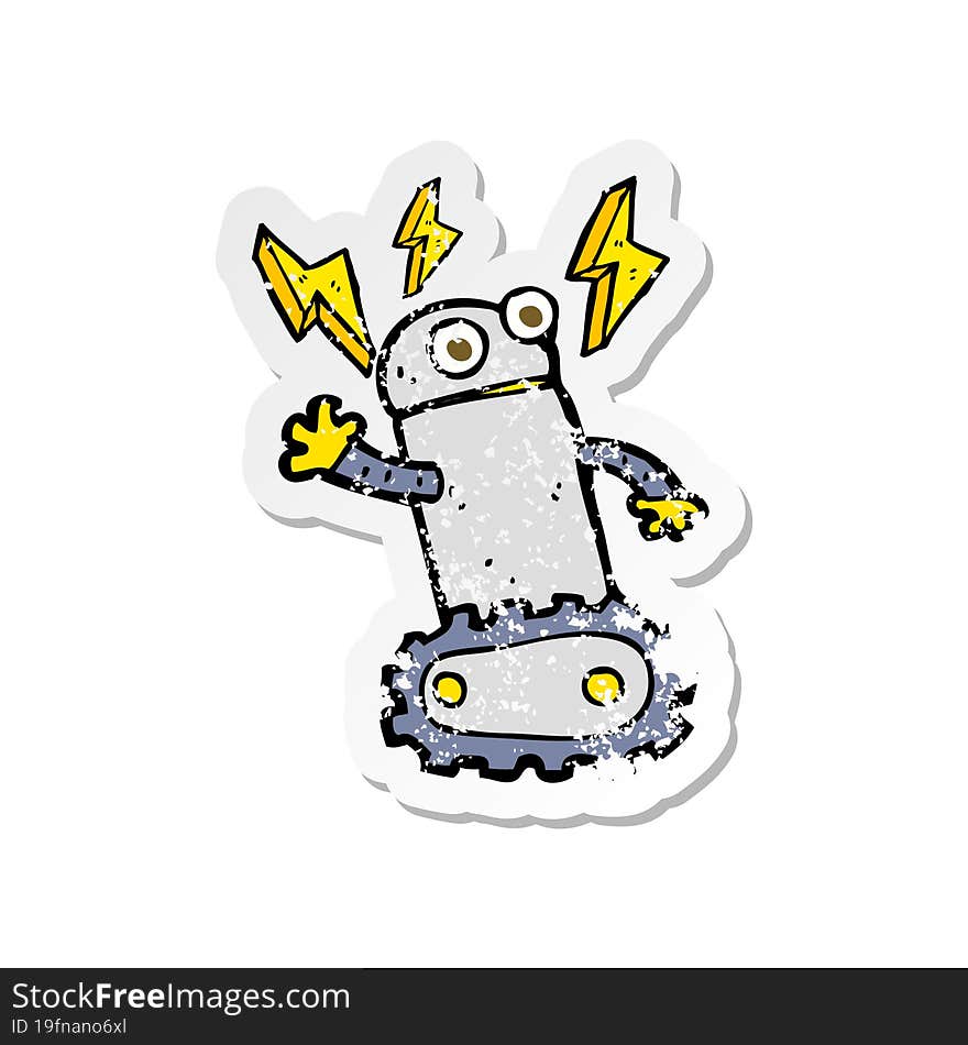 retro distressed sticker of a cartoon robot