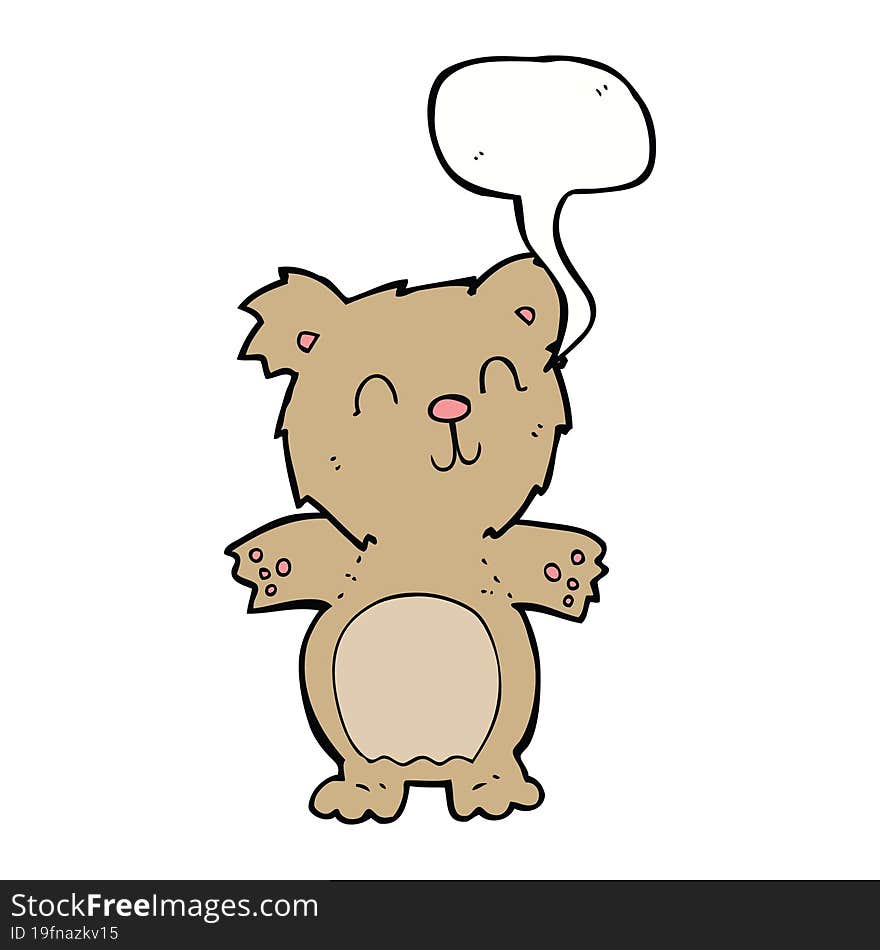 Cartoon Cute Teddy Bear With Speech Bubble