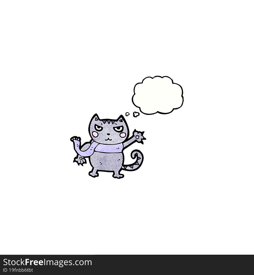 cartoon cat with thought bubble