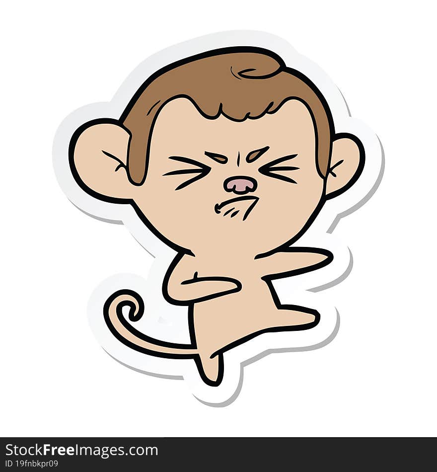 Sticker Of A Cartoon Angry Monkey