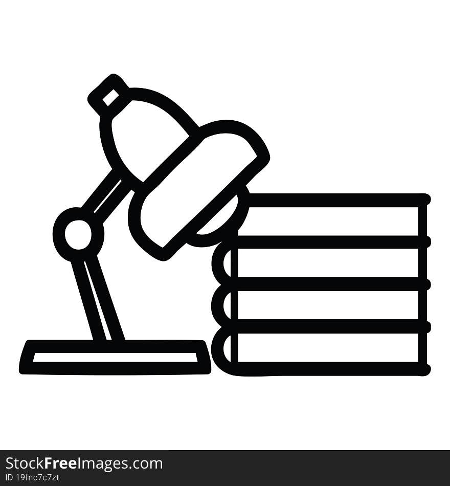 lamp and study books icon symbol