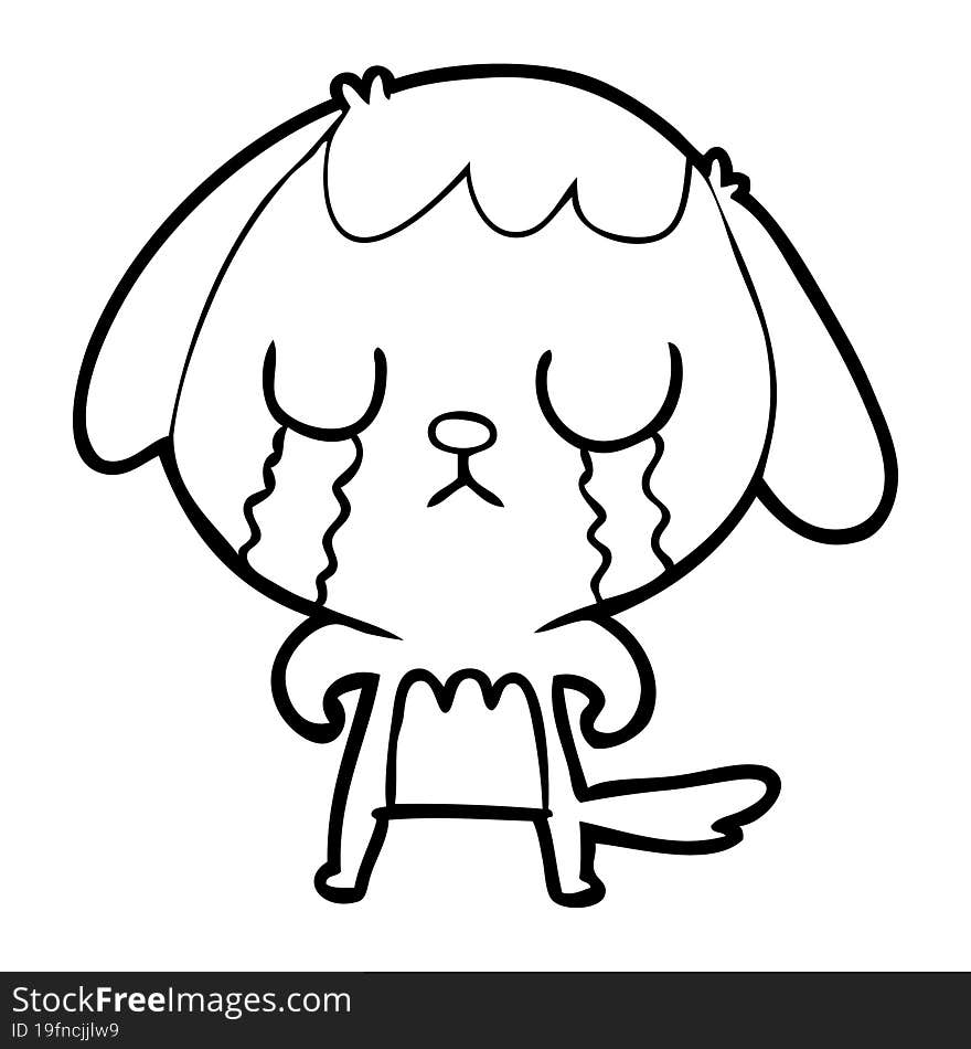 cute cartoon dog crying. cute cartoon dog crying