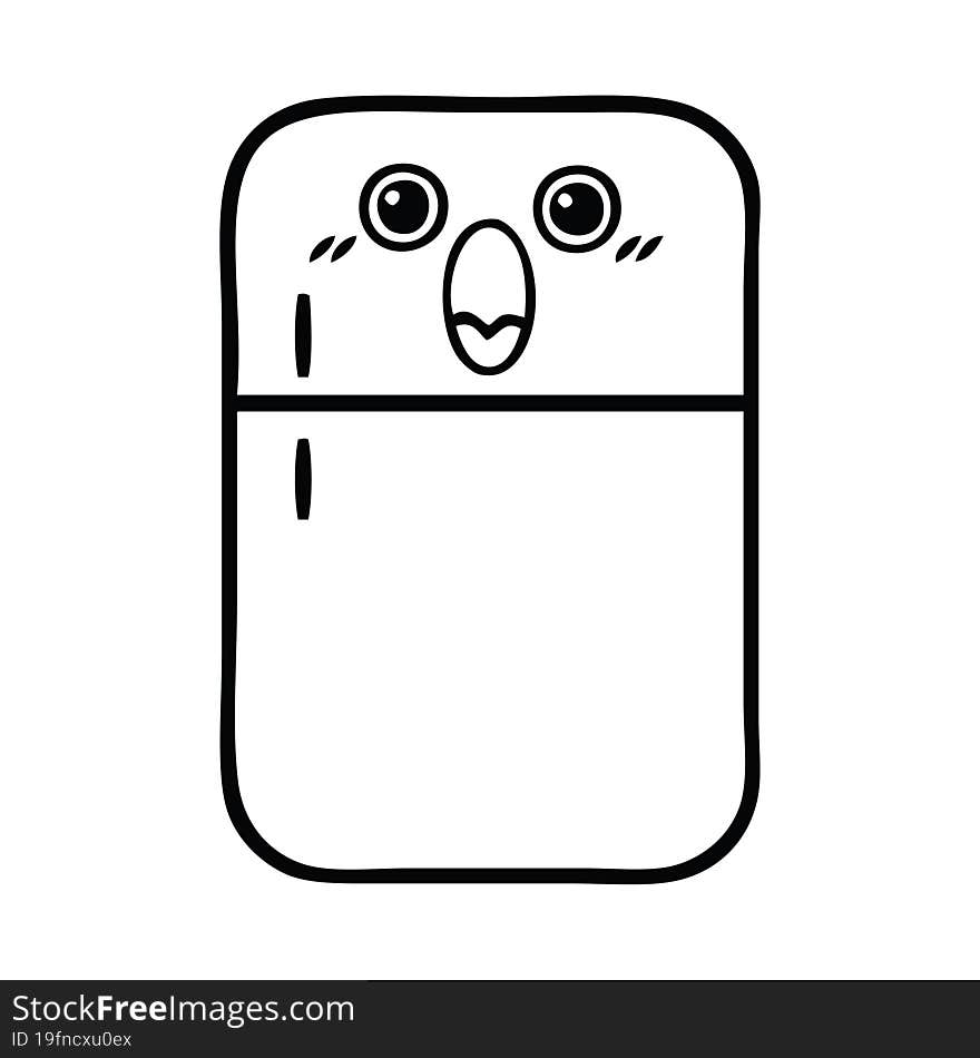 line drawing cartoon of a fridge freezer