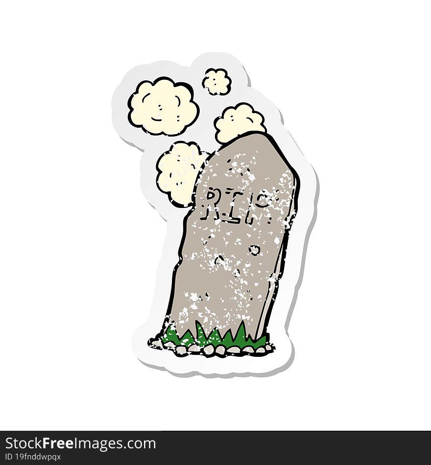 retro distressed sticker of a cartoon spooky grave