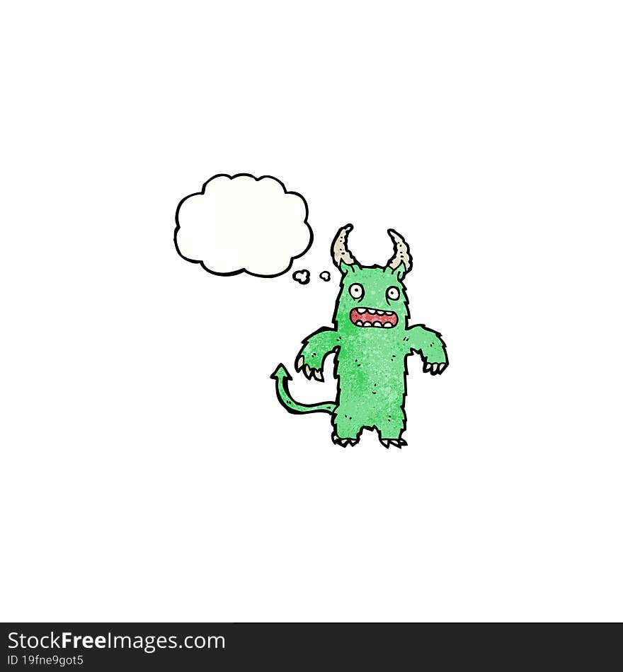 cartoon monster with thought bubble