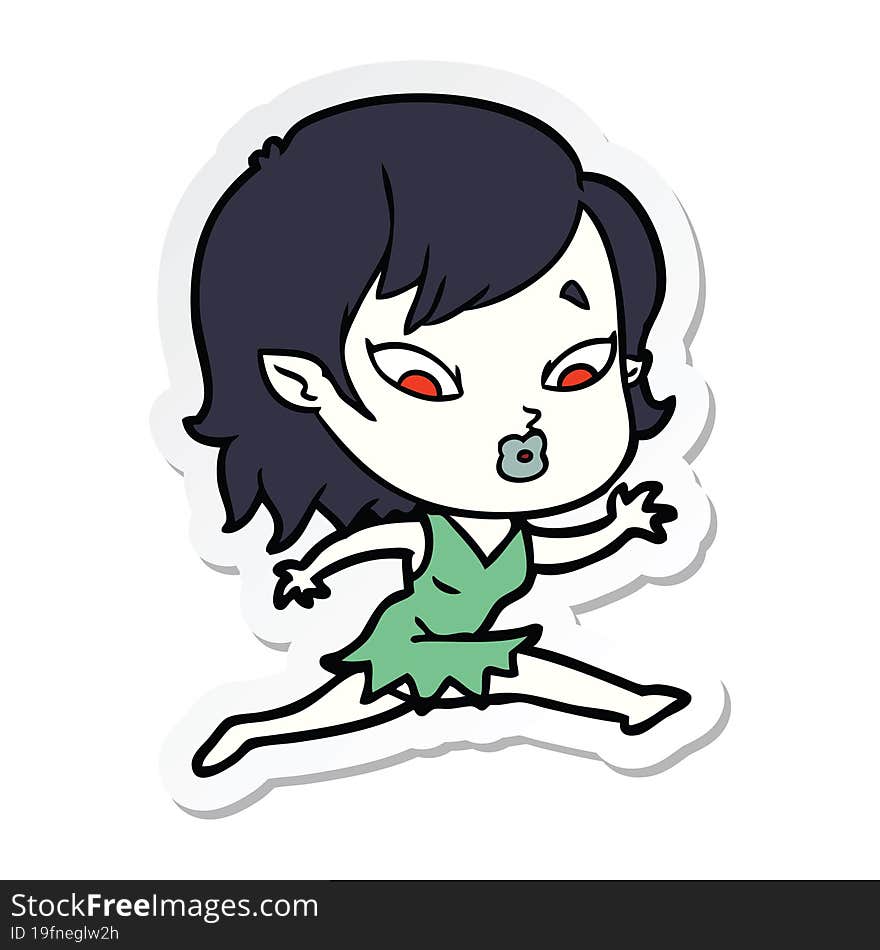 sticker of a cute cartoon vampire girl