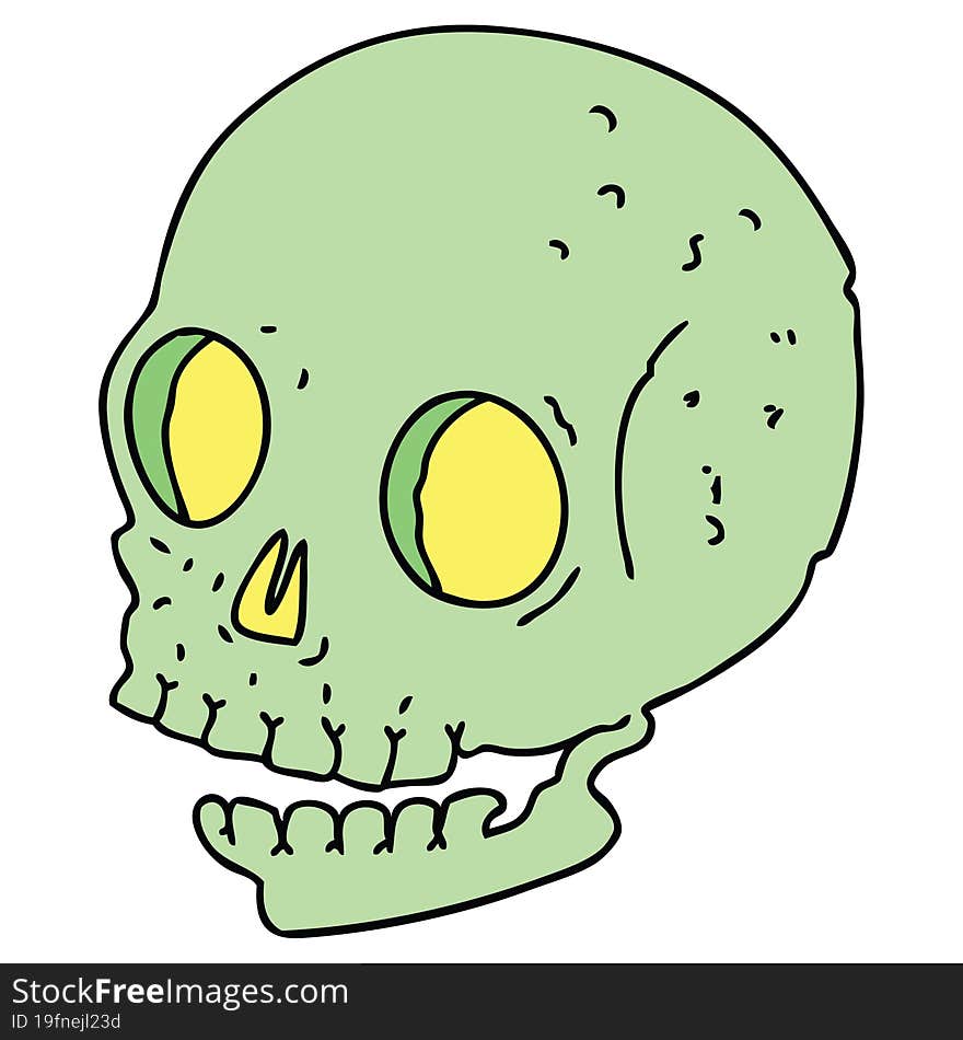 hand drawn quirky cartoon skull. hand drawn quirky cartoon skull