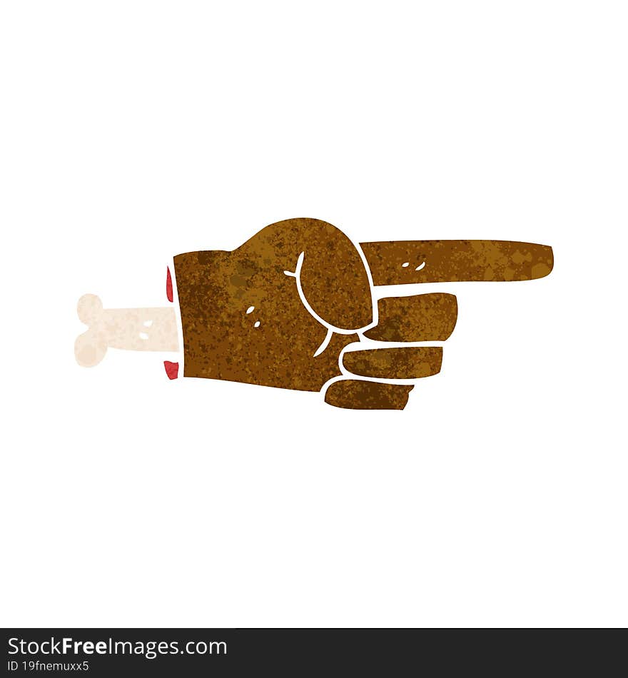 cartoon pointing severed hand symbol