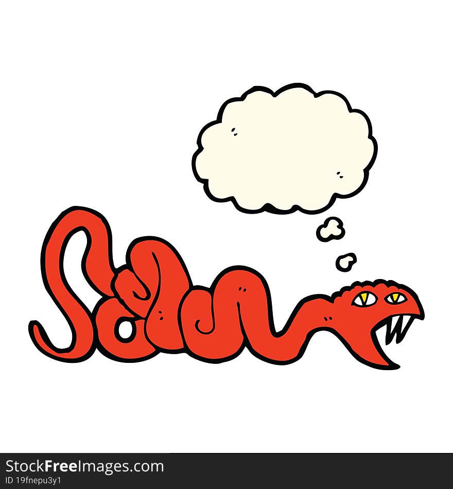 cartoon snake with thought bubble