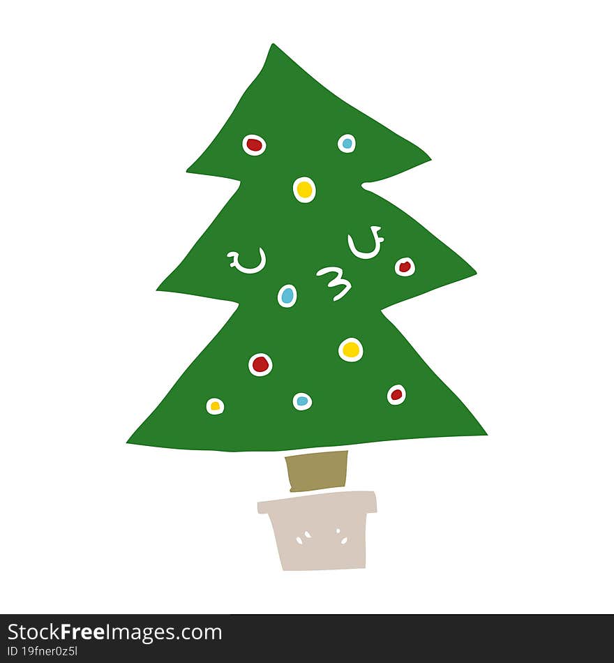 flat color style cartoon christmas tree