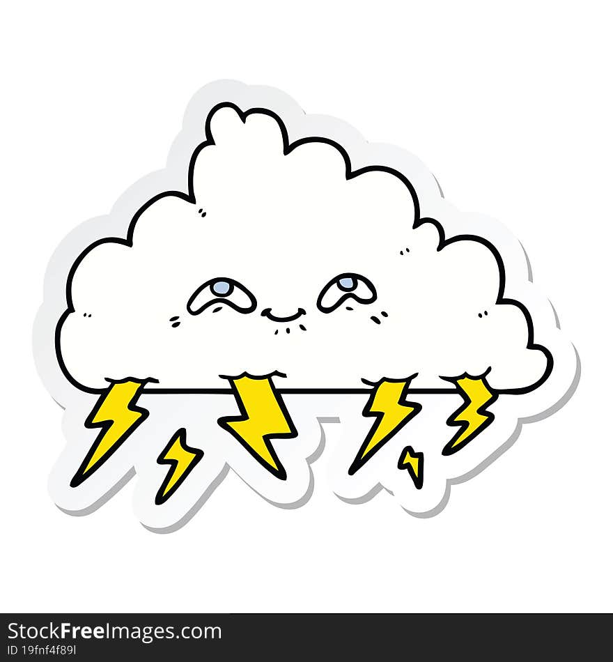 Sticker Of A Cartoon Thundercloud